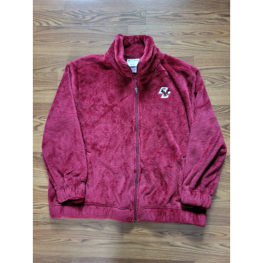Boston College Champion Fleece VTG Full Zip Men’s Size Medium Burgundy